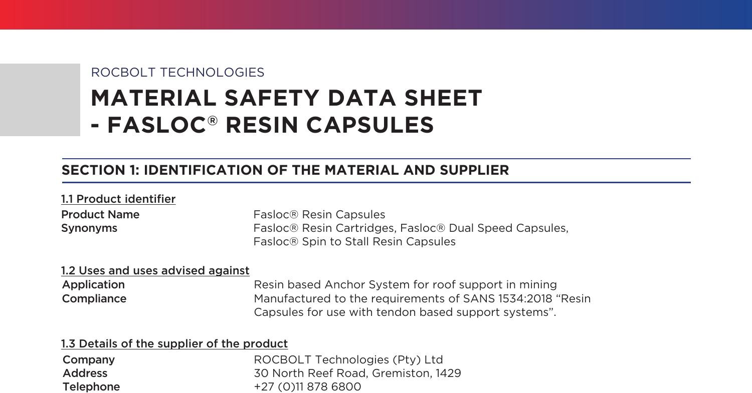 Fasloc Resin - MSDS - As per Website - Feb 2020.pdf | DocDroid